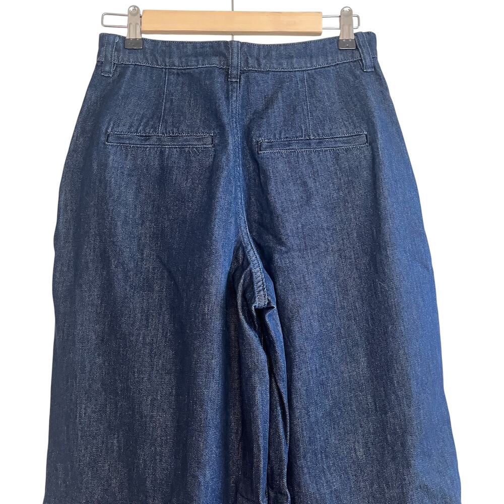 Theory Pleated Wide Leg Denim Pants Jeans Indigo Blue Size 26 - Picture 4 of 8